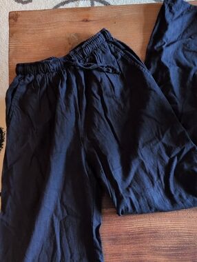Subdued Women's Black Elastic-Waist Linen Pants